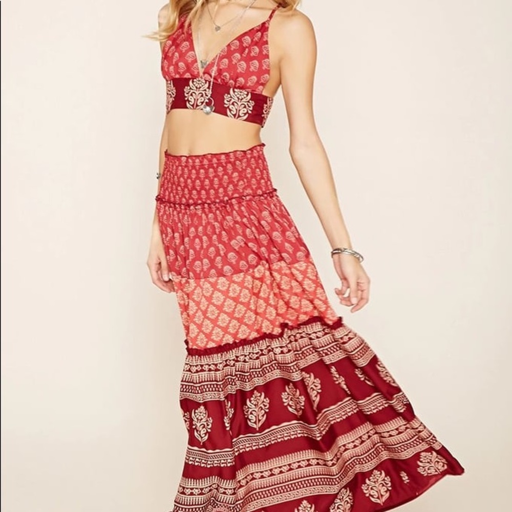 Forever 21 Bohemian Maxi Skirt & Top Set